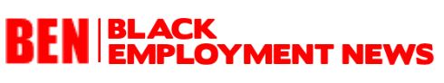 Logo for BEN: Black Employment News in red and black text.